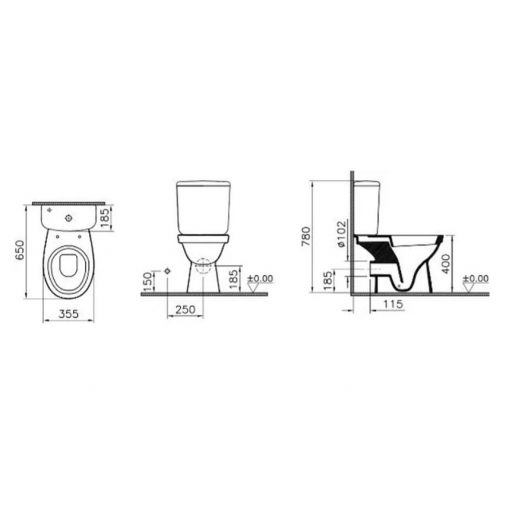 Унитаз напольный с бачком Vitra NORM FIT DUROPLAST 9844B099-7205 с сиденьем Soft Close